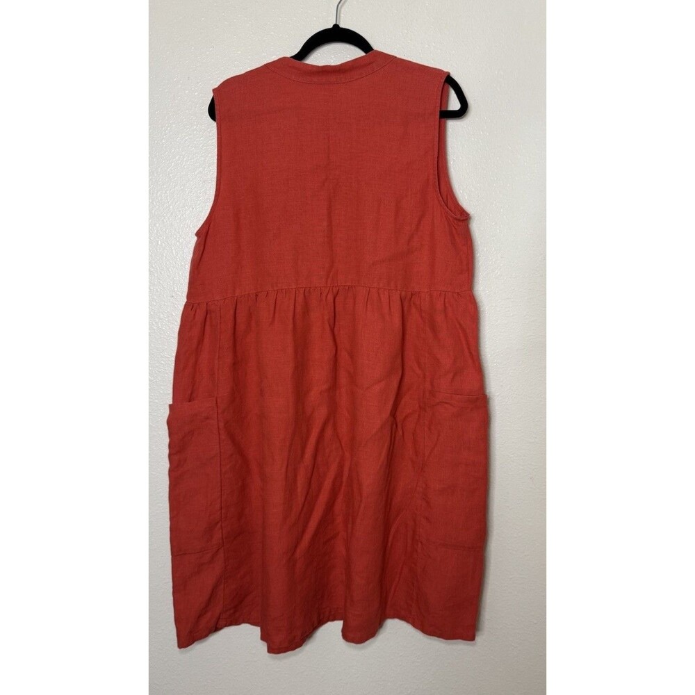 J. Jill Linen Dress Sleeveless  Coral-Red Size XL